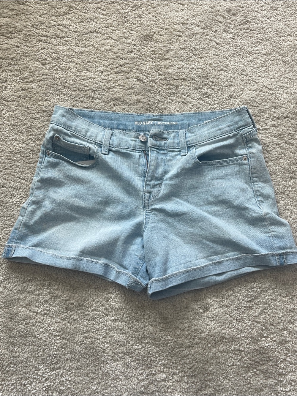 Old Navy Light Blue Boyfriend Denim Shorts with Cuffed Hem